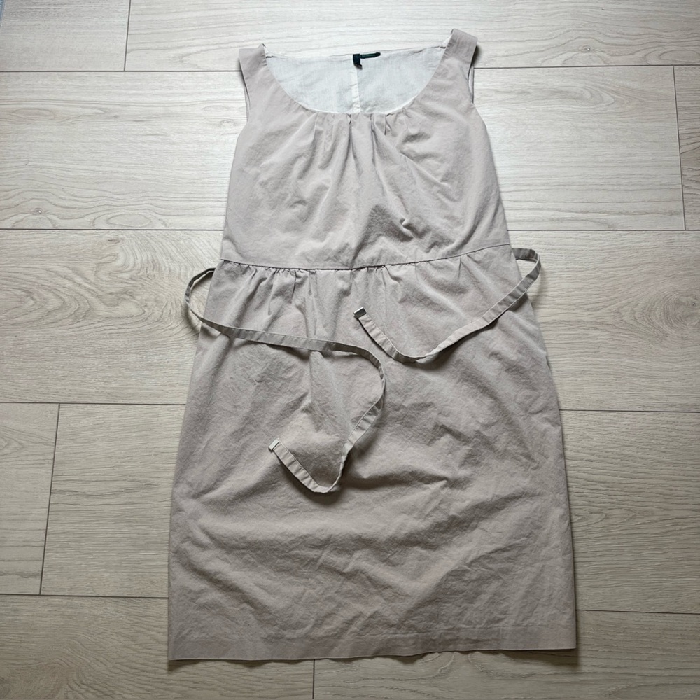 Benetton Khaki Dress Women’s Size Small Sleeveless Tank Dress With Belt vintage